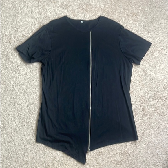 Black Asymmetrical Short Sleeve Tee - Picture 1 of 4